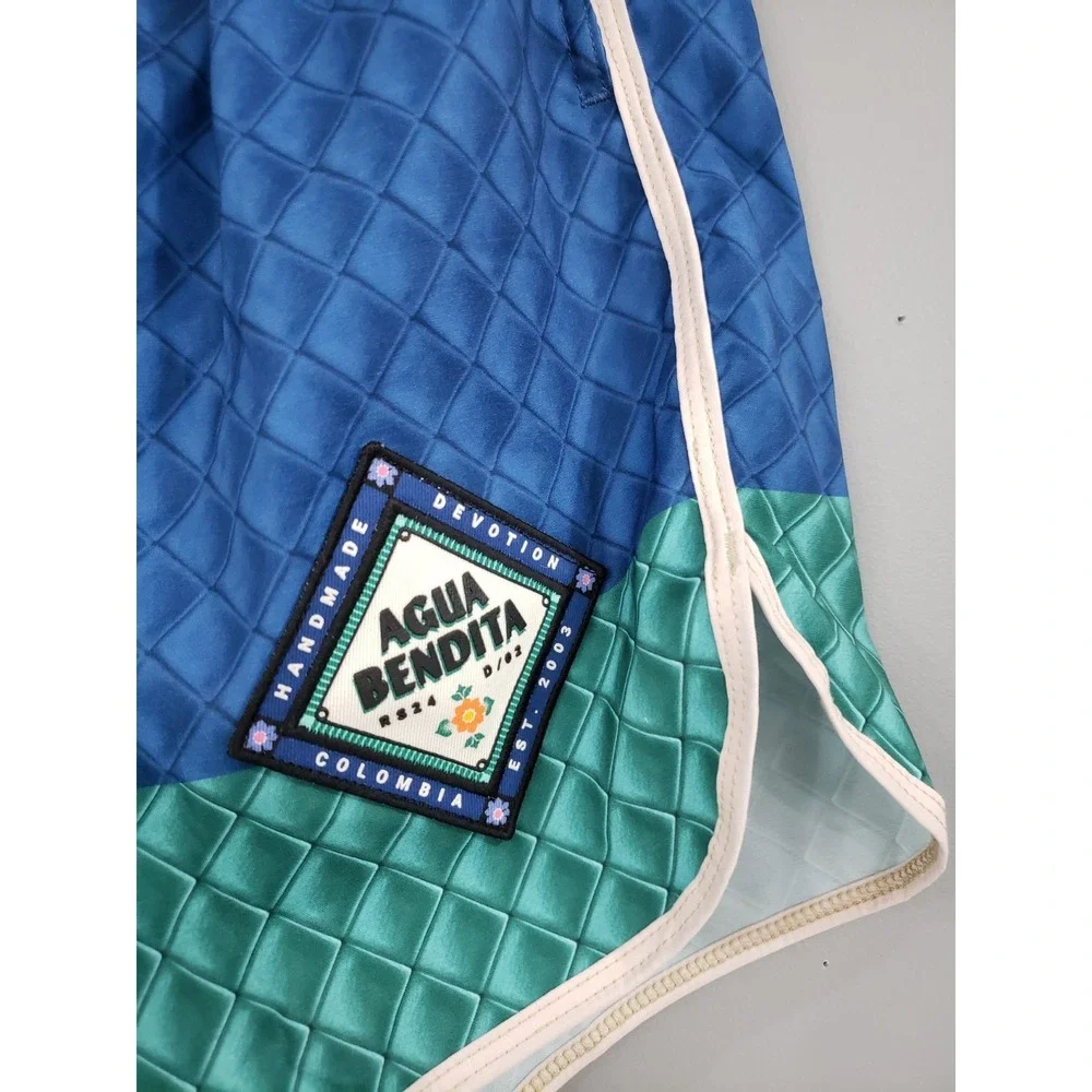 NEW Agua Bendita SIZE 40 Liam Tile Swim Trunks BLUE GREEN TILE‎ LINED SURFER
